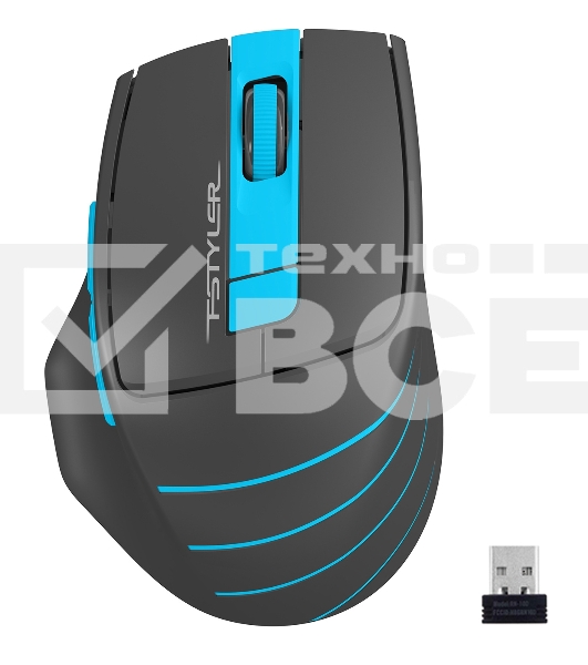 Мышь беспроводная A4Tech Fstyler FG30S серый/синий, 2000 dpi, радиоканал, USB, кнопки - 5