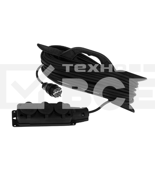 Удлинитель-шнур на рамке Rexant КГ 3х1.5, 30 м, 3 гнезда, морозостойкий, с/з, 16 А, 3500 Вт, IP44 (Сделано в России)