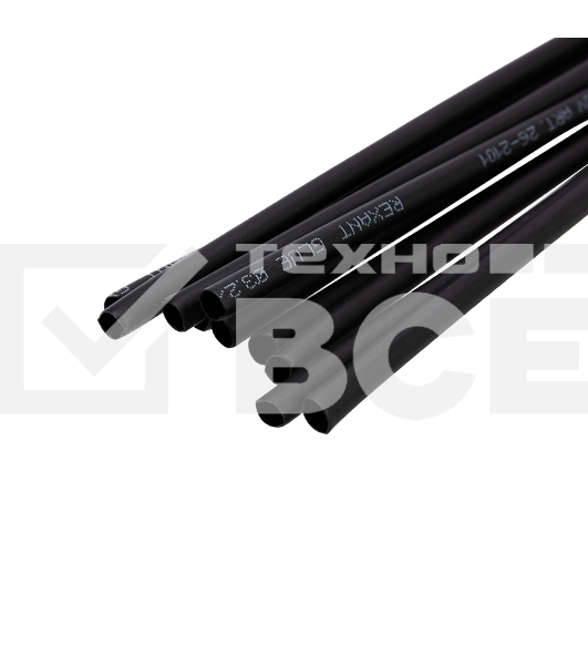 Термоусаживаемая трубка двухстенная клеевая 3,2/1,6 мм черная Rexant  (уп. 10 шт. по 1 м)