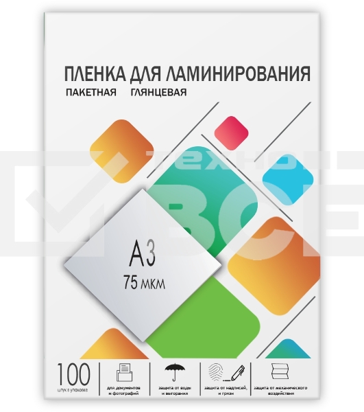 Пленка глянцевая ГЕЛЕОС 303х426 LPA3-75  (75 мик) 100 шт.