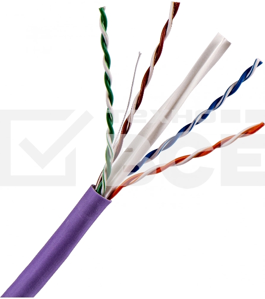 Кабель TWT UTP, 4 пары, Кат.6, нг(А)-LS, IEC 60332-3, 305 метров, фиолетовый