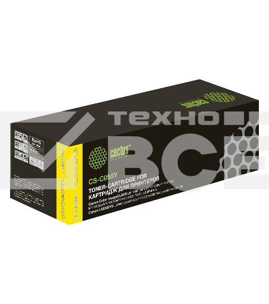 Картридж лазерный Cactus CS-C055Y жёлтый (2100 стр.) для Canon LBP663Cdw, LBP664Cx, MF746Cx, MF742Cdw, MF744Cdw