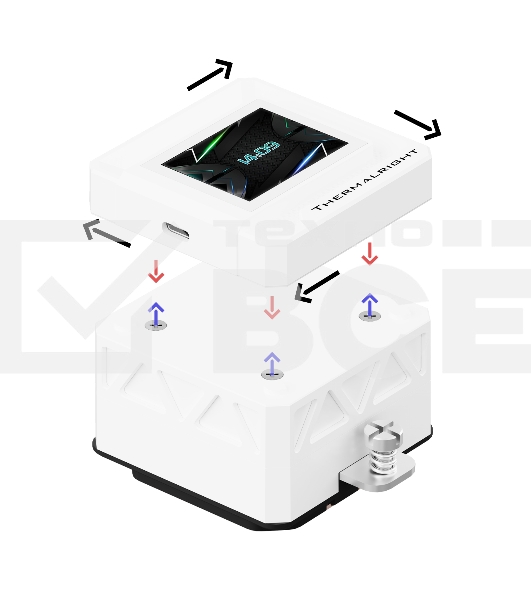 Водяное охлаждение для процессора Thermalright Frozen Warframe SE 240 ARGB White (240mm, LED temp., Black, ARGB/ Fans: 2x120mm, 70.84CFM, 29.8dBA, 2000RPM/ Pump height 59mm, Rad thickness 27mm/ S: 1851, 1700, 1200, 115X, AM5, AM4)