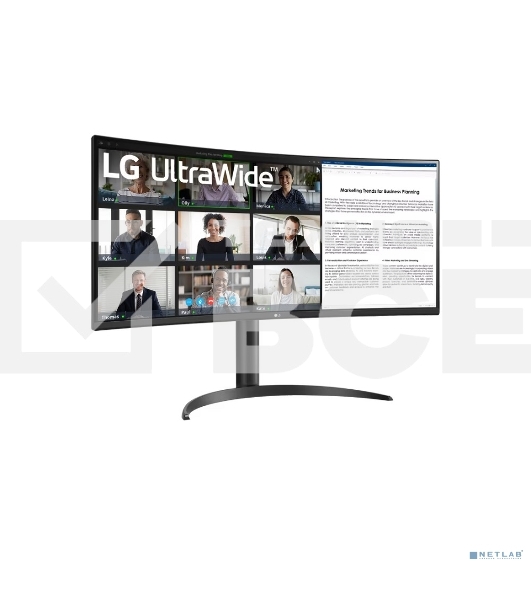 Монитор 34' LG UltraWide 34WR55QK-B VA 3440x1440, 100 Гц, 5 мс, 21:9, 300 кд/м², DP 1.4, 2xHDMI 2.0, USB Type-C, USB Hub, изогнутый экран (1800R), черный