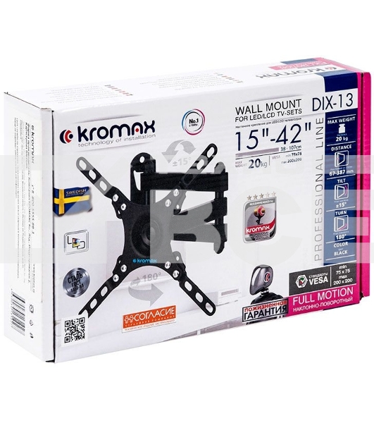 Кронштейн для LED/LCD телевизоров Kromax DIX-13 черный