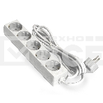 Удлинитель ExeGate ECE-5-1.8W (EX285821RUS), белый, 1,8 м, евровилка с заземлением, 5 евророзеток с заземлением, 2200 Вт, фото 1