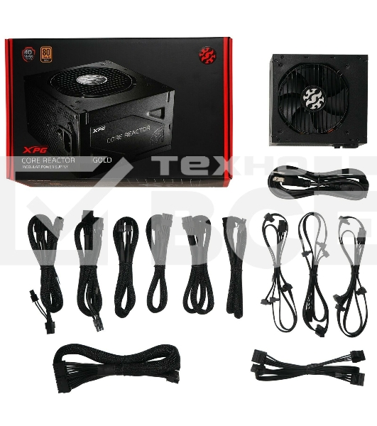 Игровой блок питания чёрный XPG COREREACTOR750G-BLACKCOLOR (модульный 750 Вт, PCIe-6шт, ATX v2.31, Active PFC, 120mm Fan, 80 Plus Gold)