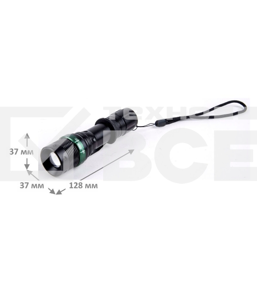 Фонарь Ultraflash E142акку. 220В, черн., CREE 3 ватт, фокус, 3 реж., 18650, пласт. бокс 12187