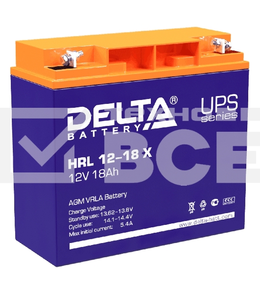 Батарея Delta HRL 12-18 X (17.8 А\ч, 12В) свинцово- кислотный  аккумулятор