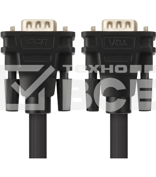 Кабель Greenconnect SVGA 7.0м чёрный, позолоченные контакты, ферритовые кольца, OD8.0mm. 15M / 15M Premium GCR-VM2VM2-7.0m, 28/28 AWG, двойной экран
