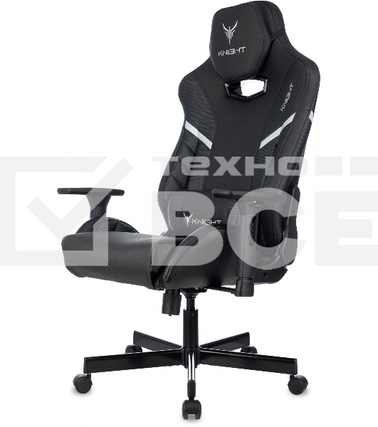 Кресло игровое Knight Thunder 5X черный эко.кожа крестов. металл