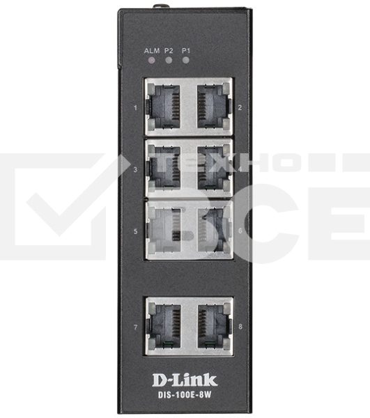 Промышленный неуправляемый коммутатор D-Link DIS-100G-10S/A2A с 8 портами 10/100/1000Base-T и 2 портами 1000Base-X SFP, (461491)