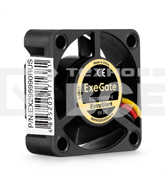 Вентилятор для корпуса ExeGate ExtraSilent ES03010S3P-5 черный, 30 мм, 8500 об/мин, 24 дБ, 3 pin