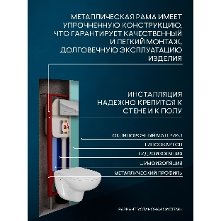Комплект BAU 6 в 1: рамная инсталляция BAU NEO 45 для подвесного унитаза, унитаз подвесной безободковый Bau Novo, быстросъемное сиденье микролифт, клавиша смыва BAU Pulse, хром/вставка хром