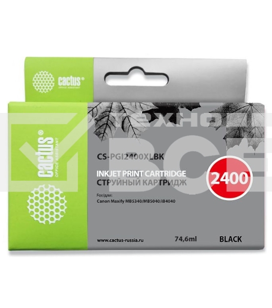 Картридж струйный Cactus CS-PGI2400XLBK черный (74.6 мл) для Canon MAXIFY iB4040/ МВ5040/ МВ5340
