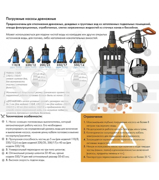 Насос погружной ДРЕНАЖНИК 350/17