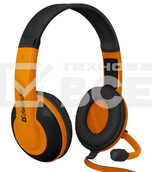Наушники Defender Warhead G-120 черный/оранжевый кабель 2 м