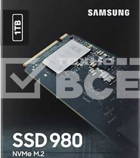 Накопитель SSD Samsung 980, 1000GB, PCIe 3.0 x4, M.2 2280, NVMe, R/W 3500/3000
