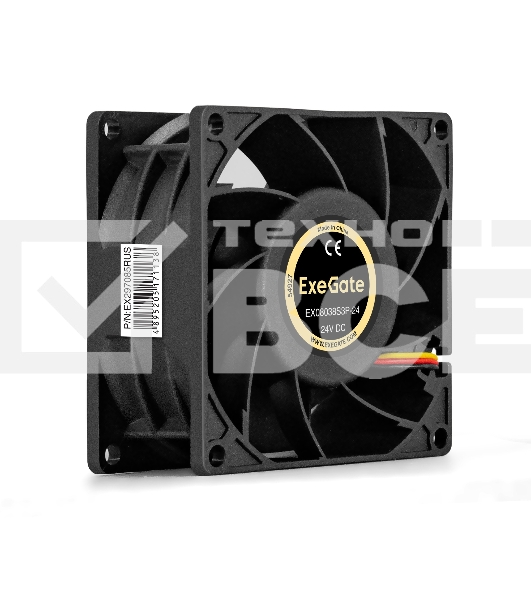 Вентилятор для корпуса ExeGate EX08038S3P-24 черный, 80 мм, 4500 об/мин, 43.2 дБ, 3 pin