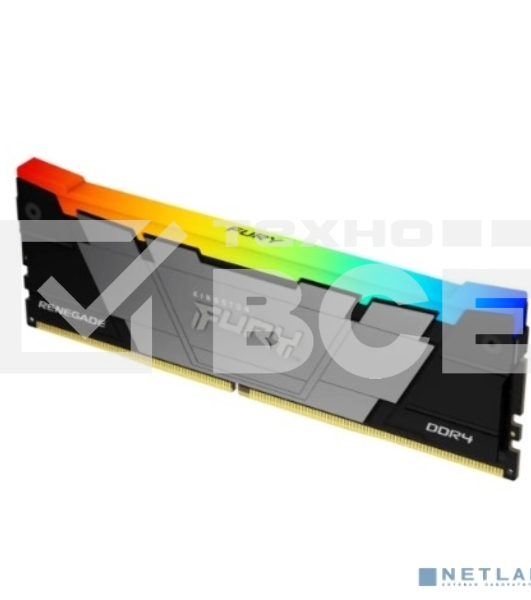 Оперативная память Kingston Fury Renegade, DDR4, 16GB (1x16GB), 3200MHz, CL16, с радиатором, RGB, серебристый/черный