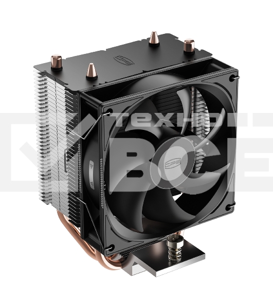 Кулер для процессора PCCooler R200 S115X/1200/1700/AM4/AM5 (TDP 110W, 90mm Non LED Fan, 2 тепловые трубки 6мм, 2200RPM, 28,3dBa)