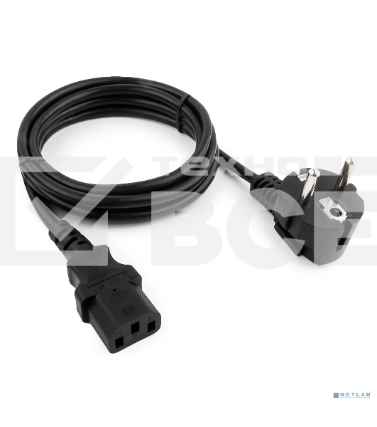 Кабель питания Cablexpert PC-186-1.5-1.5M, Schuko-C13, 3x1.5мм2, 10A, с заземлением, медь, 1.5м, черный, пакет