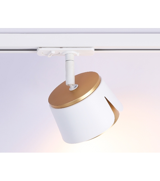 Трековый однофазный светильник Ambrella light GL5343 WH/GD белый/золото GX53 D100*66