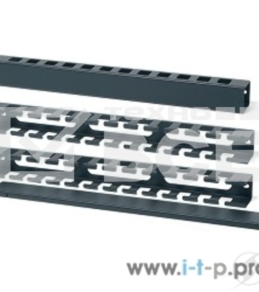 Кабельный организатор Hyperline CM-1U-ML-COV с металлическими кольцами и крышкой, 19