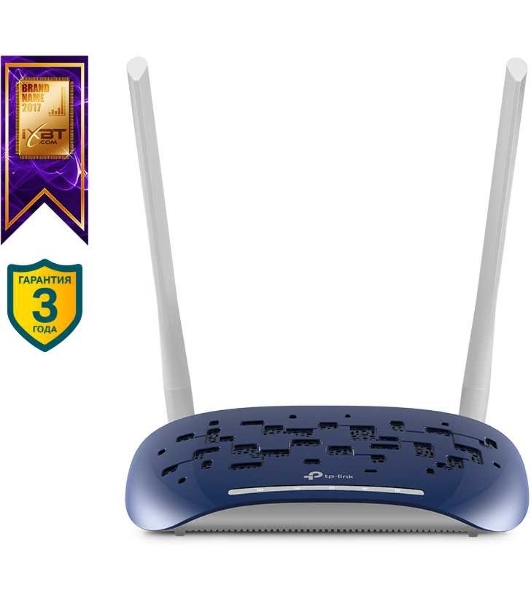 Маршрутизатор TP-Link VDSL/ADSL 300Mbps Wi-Fi VDSL/ADSL Modem Router, 802.11b/g/n, 300Mbps at 2.4GHz, 4 FE LAN ports, 2 fixed antennas, Clound Support, with VDSL splitter, Annex A/B