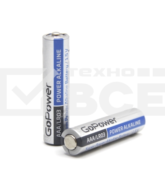 Батарейка GoPower LR03 AAA Shrink 2 Alkaline 1.5V (2/40/800) коробка (40 шт.)