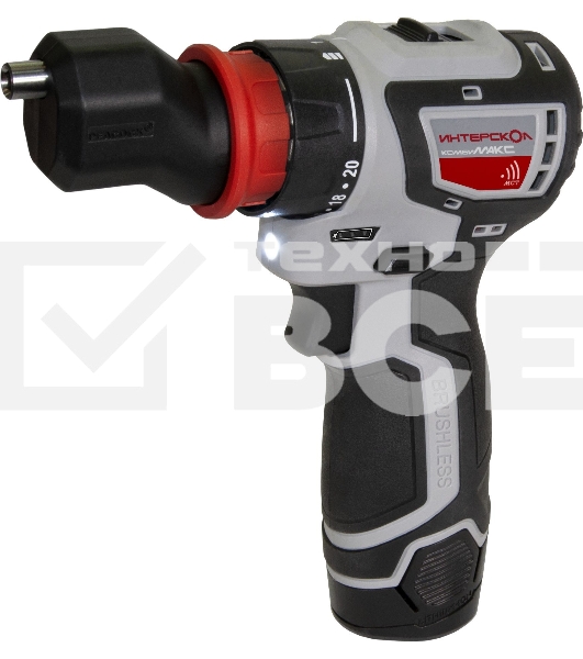 Дрель-шуруповерт аккумуляторная ИНТЕРСКОЛ ДА-10/12В 36, Аккумуляторная, 12В, 2 АКБ, Кейс