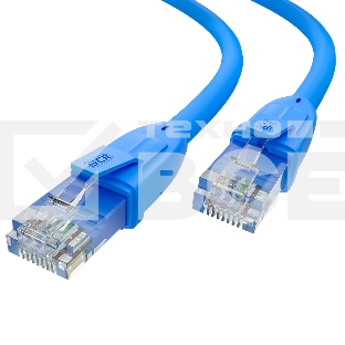 Патч-корд прямой 2.0m UTP кат.6, синий, 24 AWG, литой, ethernet high speed, RJ45, T568B