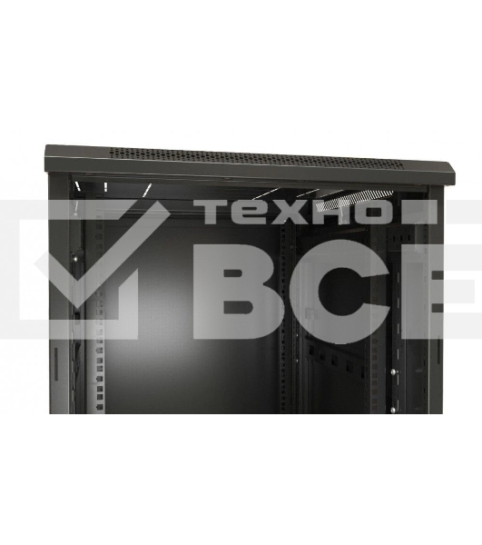 Шкаф серверный Hyperline (TTBR-4262-DD-RAL9004) напольный 42U 600x1200мм пер.дв.перфор.2ств. задн.дв.перфор.2-хст. 2 бок.пан. 800кг черный 1110мм IP20 сталь