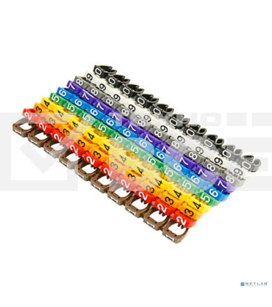 Элемент цифровой кодировки комм. шнуров Cabeus, Ø 5,5, цифра: 0-9, красный, оранжевый, желтый, голубой, белый, черный, 100 шт