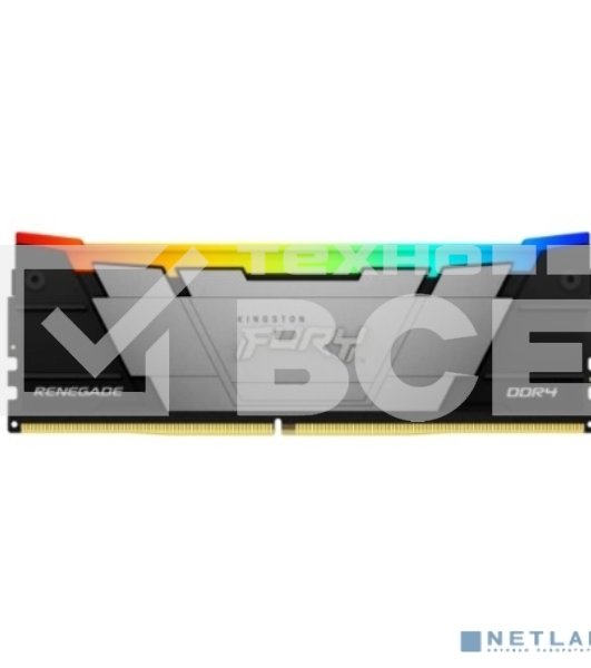 Оперативная память Kingston Fury Renegade, DDR4, 16GB (1x16GB), 3200MHz, CL16, с радиатором, RGB, серебристый/черный