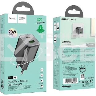 Сетевое зар./устр. Hoco N41 Almighty Black 20W 3A+2.22A+2A+1.67A+1.5A (PD+QC+AFC) USB/USB Type-C универсальное черный
