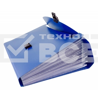 Портфель Бюрократ -BPP6BLUE 6 отдел. A4 пластик 0.7мм синий