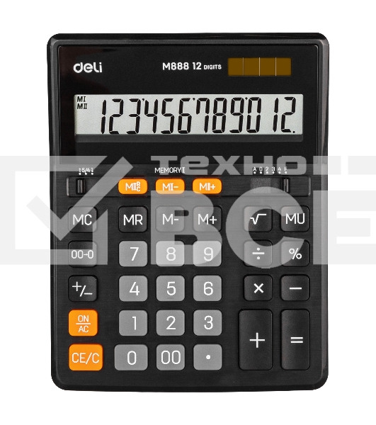 Калькулятор настольный Deli EM888 черный 12-разр.