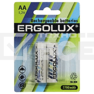 Аккумулятор AA-2700мА.ч Ni-Mh BL-2 NHAA2700BL2 1.2В (блист.2шт) Ergolux 12445