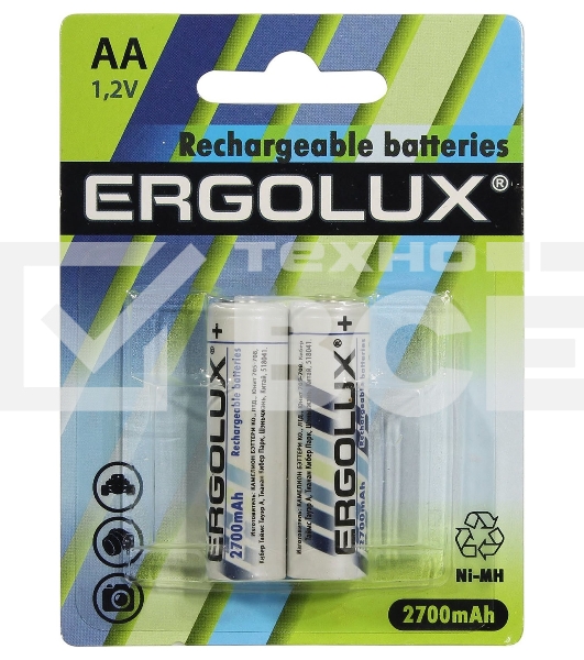 Аккумулятор AA-2700мА.ч Ni-Mh BL-2 NHAA2700BL2 1.2В (блист.2шт) Ergolux 12445