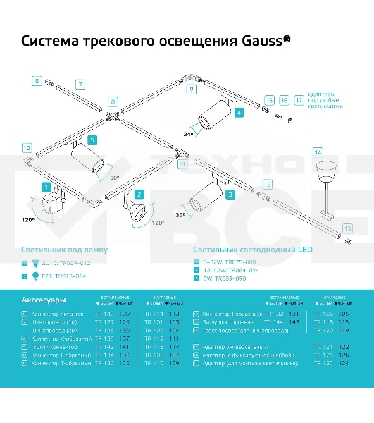 Коннектор для встраиваемых трековых шинопроводов (+) черный