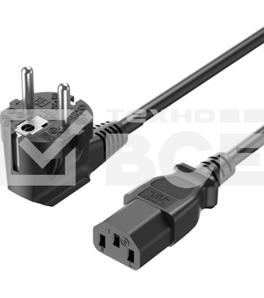 Кабель питания Vention C5, угловая вилка - 1.8м. Чёрный