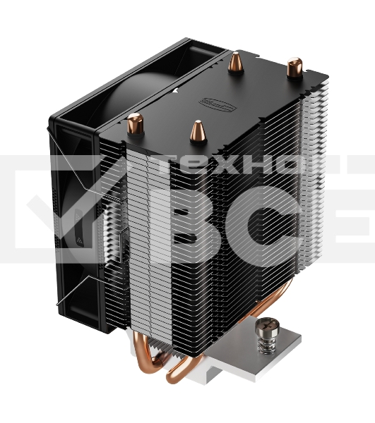 Кулер для процессора PCCooler R200 S115X/1200/1700/AM4/AM5 (TDP 110W, 90mm Non LED Fan, 2 тепловые трубки 6мм, 2200RPM, 28,3dBa)