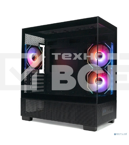 Компьютерный корпус XASTRA Q500M 3ARGb-C10 Black mATX/Aquarium/Screewless/ 3x120мм ARGb PWM FM fans/Argb+PWM HUB 10port/ Q500M-3FM12A-C10