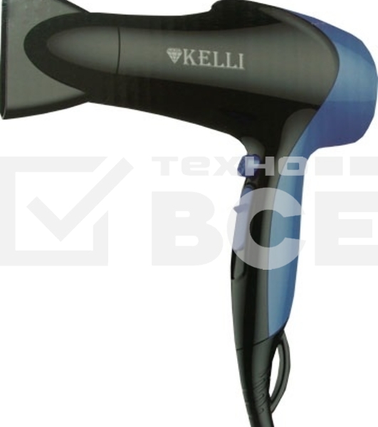 Фен Kelli KL-1121 черный/синий, 1800 Вт