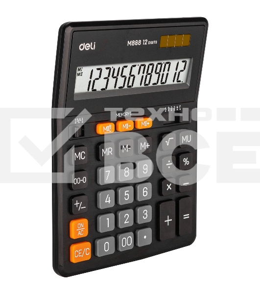 Калькулятор настольный Deli EM888 черный 12-разр.