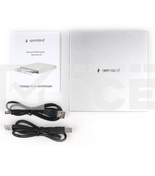 Оптический привод внешний с интерфейсом USB 2.0 Gembird DVD-USB-02-SV пластик, серебро