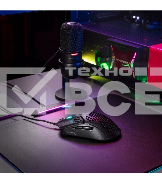 Мышь проводная HyperX Pulsefire Haste черный, 16000 dpi, USB, кнопки - 6
