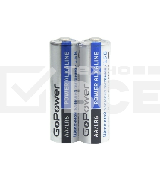 Батарейка GoPower LR6 AA Shrink 2 Alkaline 1.5V (2/40/800) коробка (40 шт.)