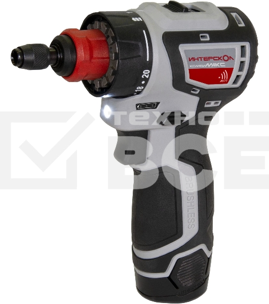 Дрель-шуруповерт аккумуляторная ИНТЕРСКОЛ ДА-10/12В 36, Аккумуляторная, 12В, 2 АКБ, Кейс